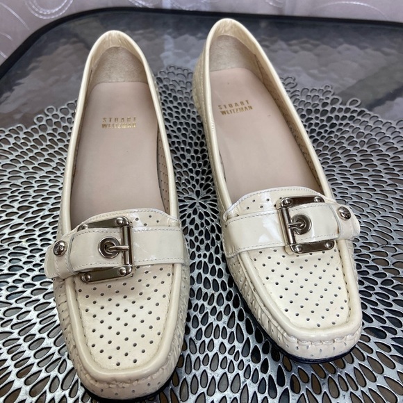 Stuart Weitzman Perforated Patent Leather Loafers, 7M - Picture 3 of 12